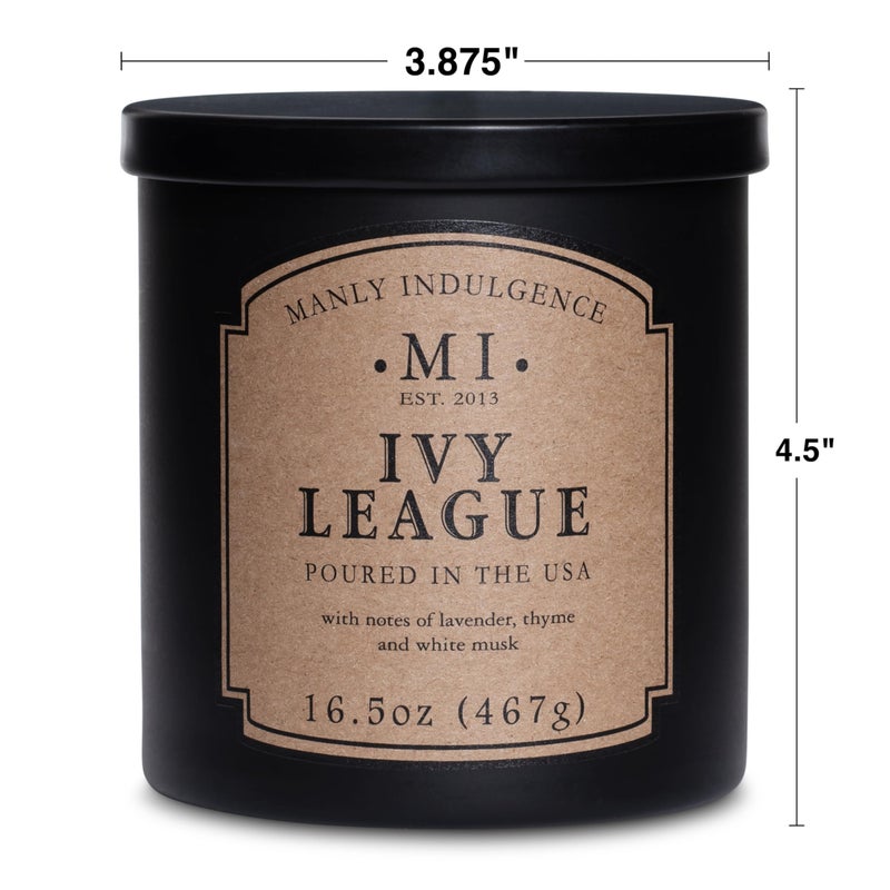 Manly Indulgence Ivy League Scented Candles for Men, 16.5 oz Single Wick, Premium Soy Blend Wax, 60H Burn, Candles for Home Scented â€“ Made in The USA - Image 4